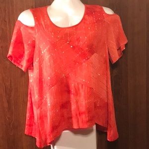 COLD SHOULDER TOP/SEQUINS, Sz PXL, NWT